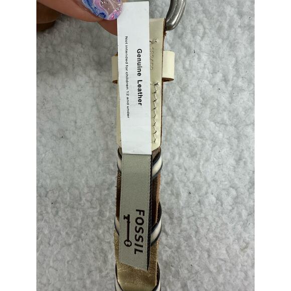 Fossil, Open Lace Weave Multi Metallic Leather Belt, Size Small - Picture 5 of 8